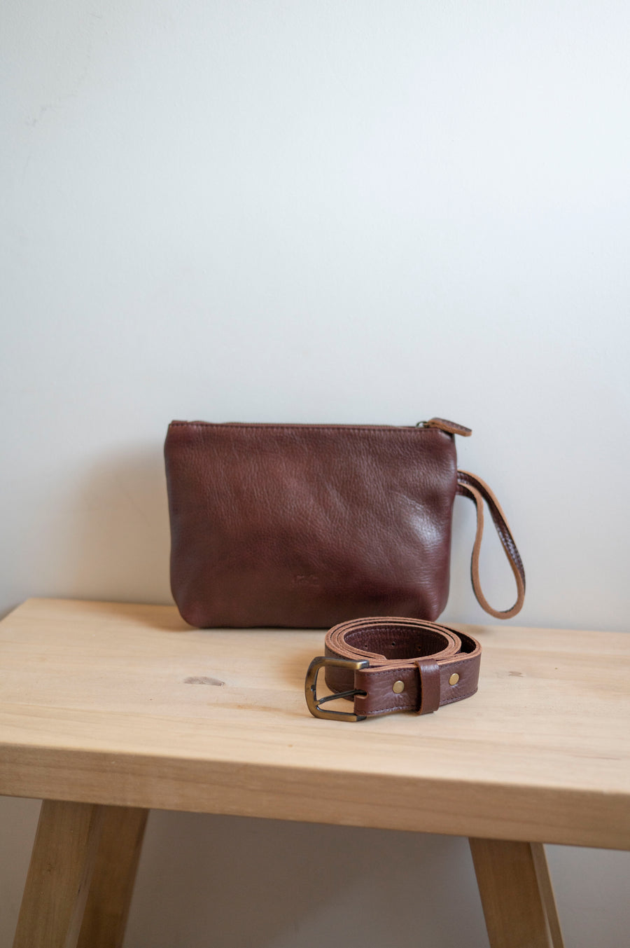 Burgundy Leather Clutch | Burgundy Brown Leather Wrist bag | Full Grain Leather Handbag 