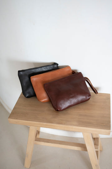 Wrist bag | Clutch Leather Bag | Full grain leather handbag