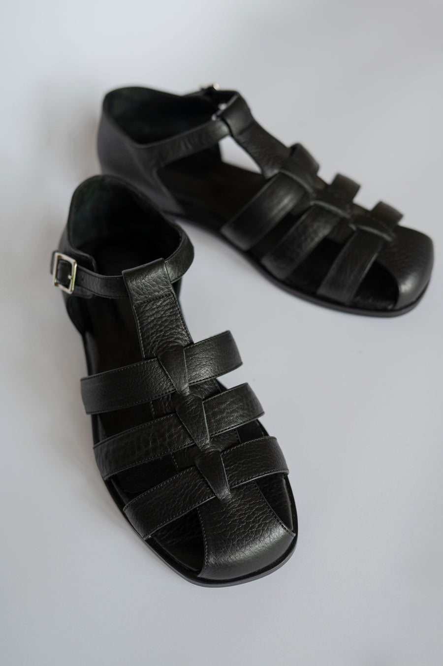 black leather sandals for women