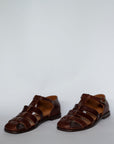 brown full grain leather sandals