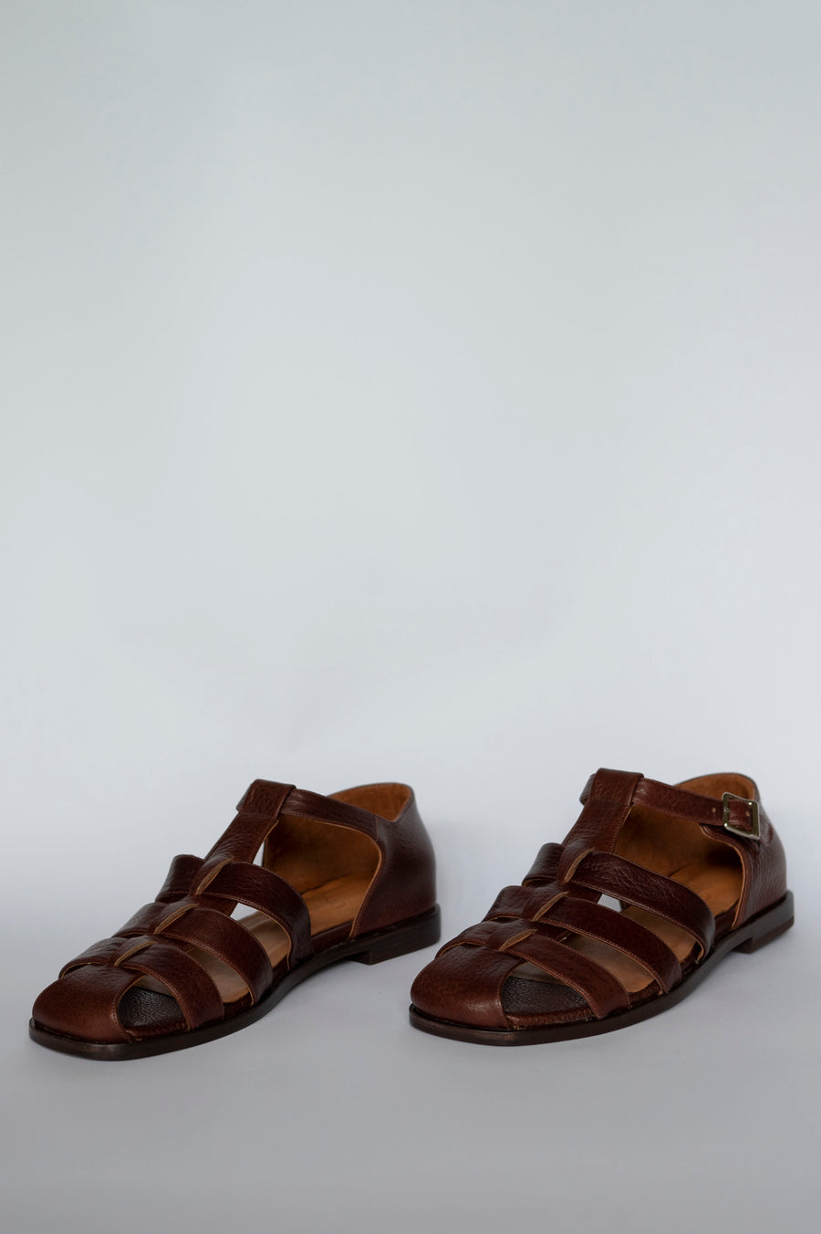 brown full grain leather sandals