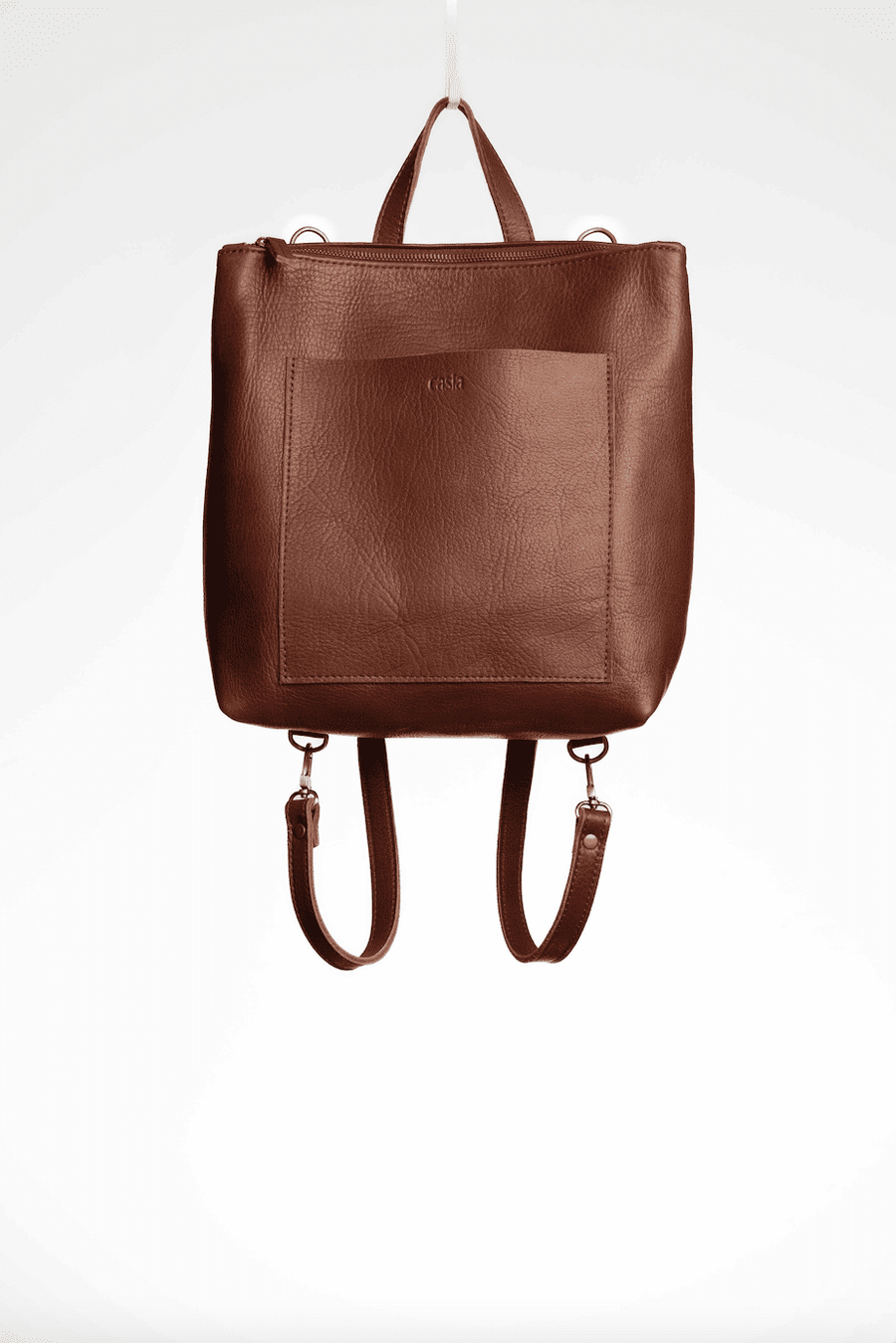 Convertible backpack. Full grain leather backpack. Vegetable tanned leather backpack. Unlined backpack.