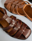 leather brown sandals detail