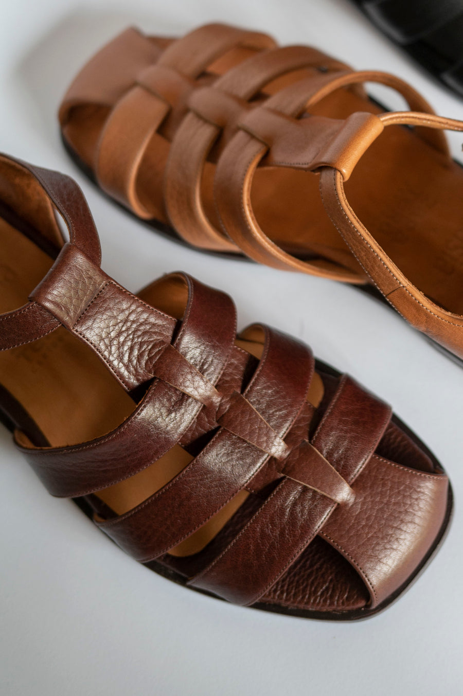 leather brown sandals detail