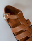 leather fisherman sandal caramel detail