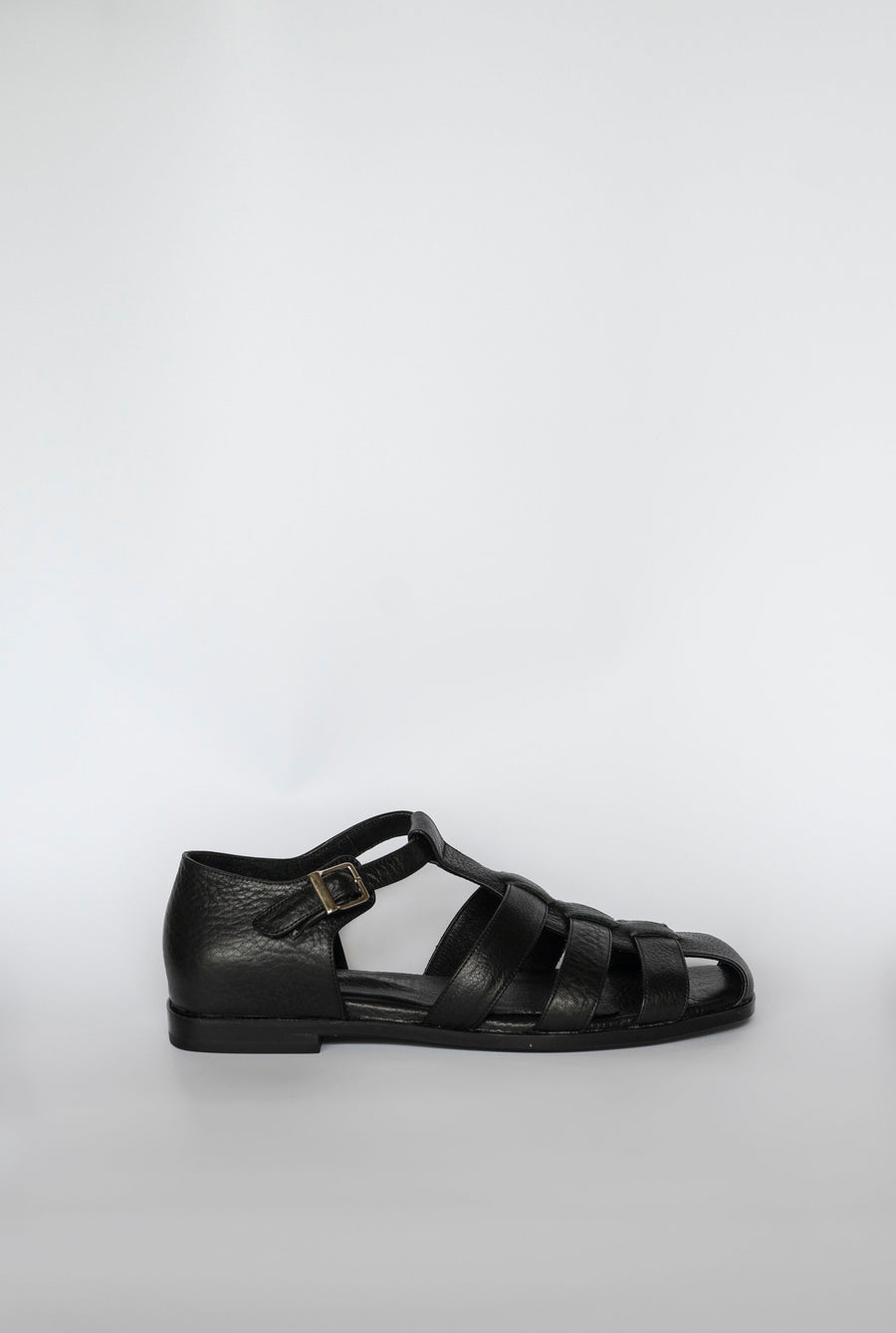 leather fisherman sandals black