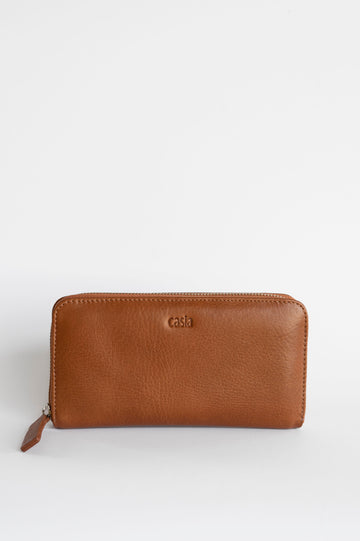 caramel leather wallet for women