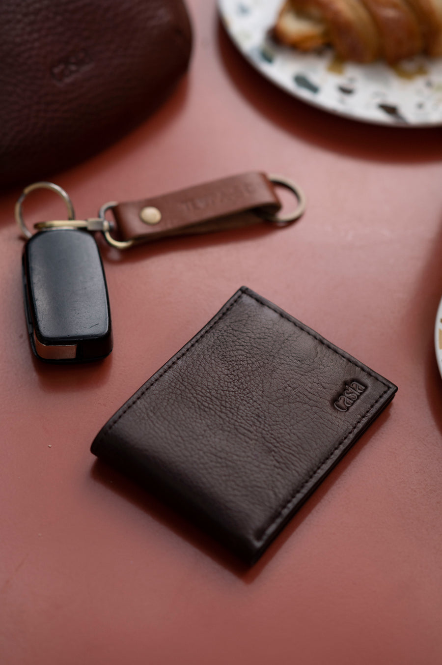 leather wallet chocolate bifold