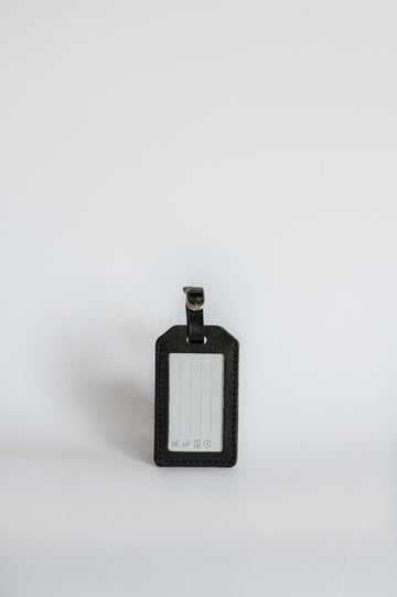 leather luggage tag black
