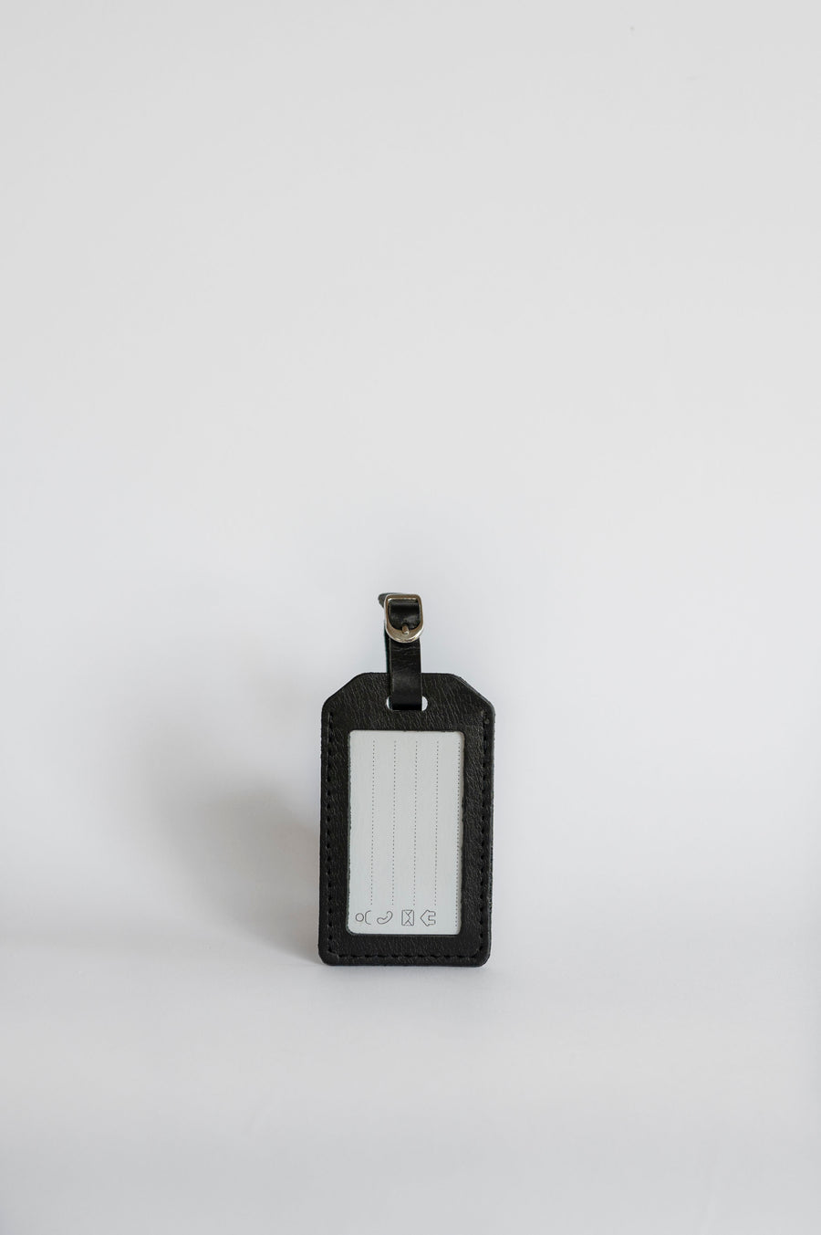 leather luggage tag black