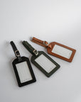 leatherluggagetag black caramel and green