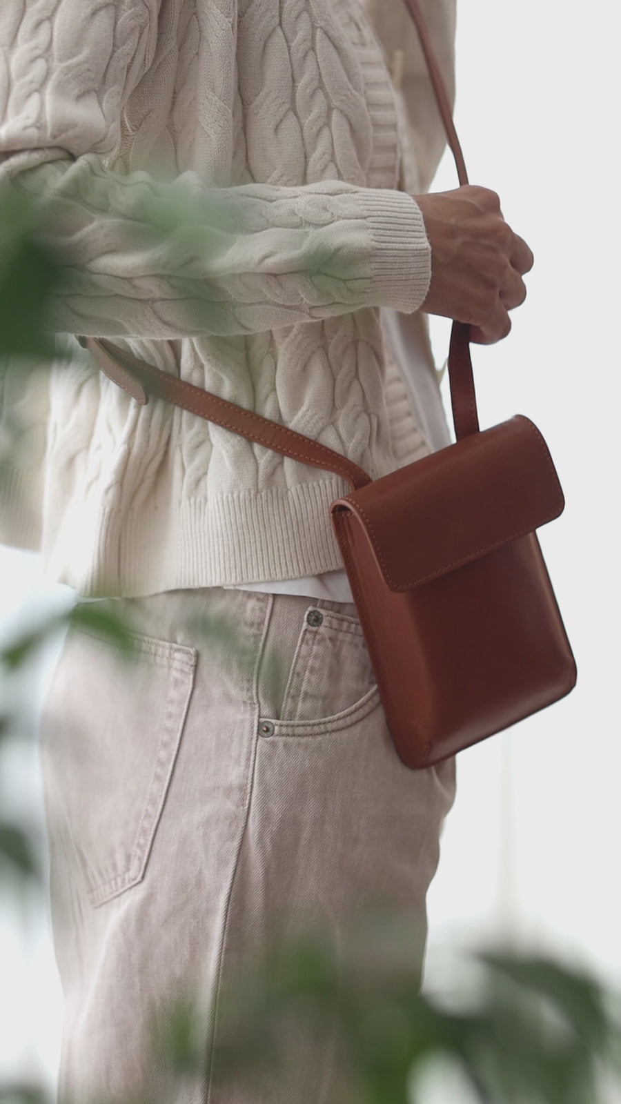 Mini leather bag. Shoulder bag. Full grain leather bag. Vegetable tanned leather purse.