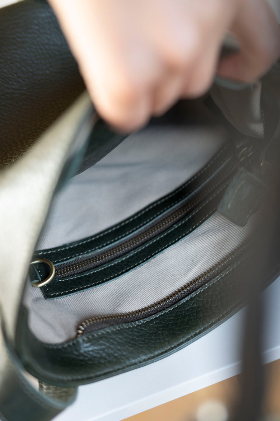 rio green bag interior zippered pocket
