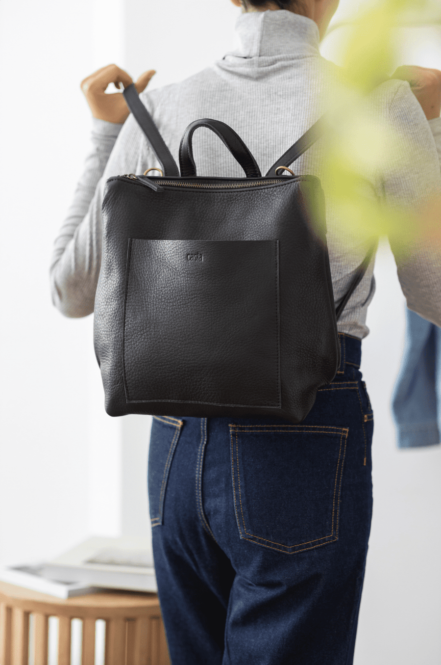Convertible backpack. Full grain leather backpack. Vegetable tanned leather backpack. Unlined backpack.