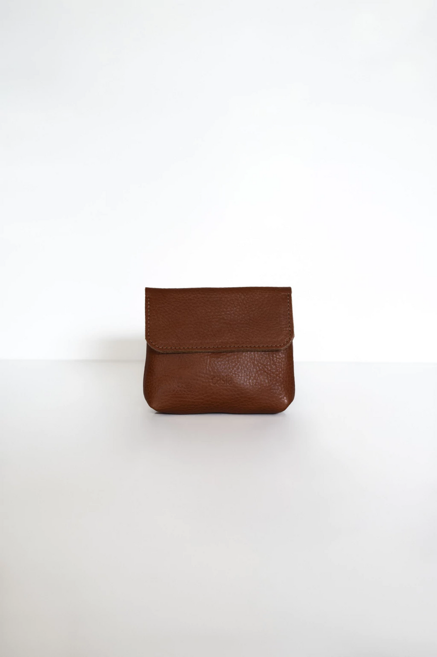 Leather small pouch brown burgundy