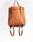CASIA Andes L leather backpack in caramel full-grain vegetable-tanned leather, back view