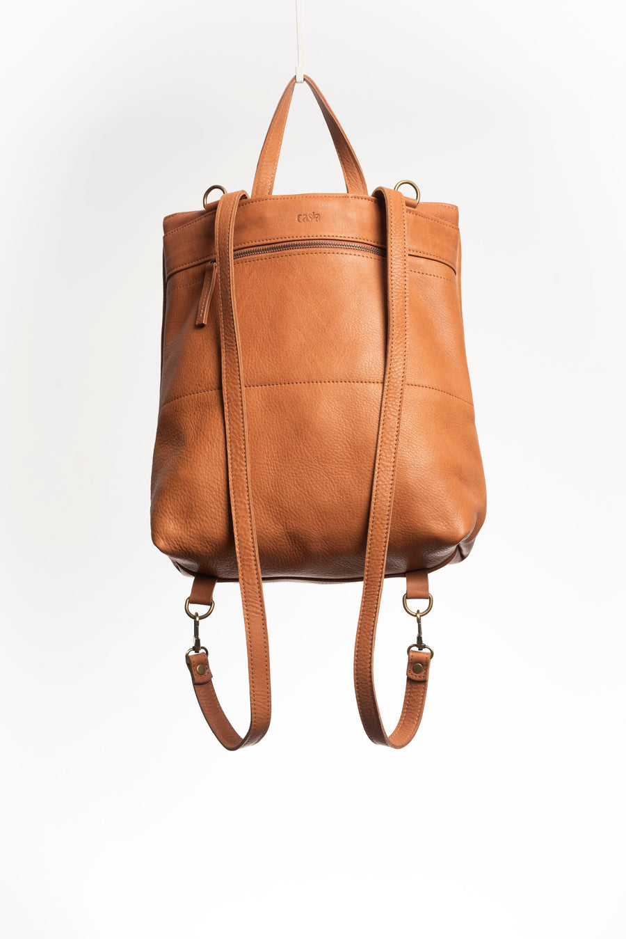 Convertible backpack. Full grain leather backpack. Vegetable tanned leather backpack. Unlined backpack.