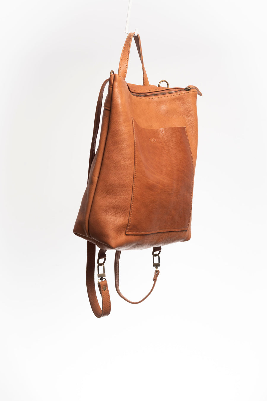 Convertible backpack. Full grain leather backpack. Vegetable tanned leather backpack. Unlined backpack.
