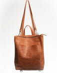 Convertible leather backpack Andes L reconfigured as satchel-tote.
