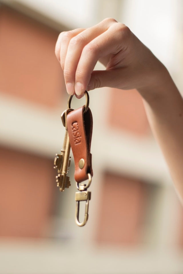 Full grain leather key fob. Vegetable tanned leather.