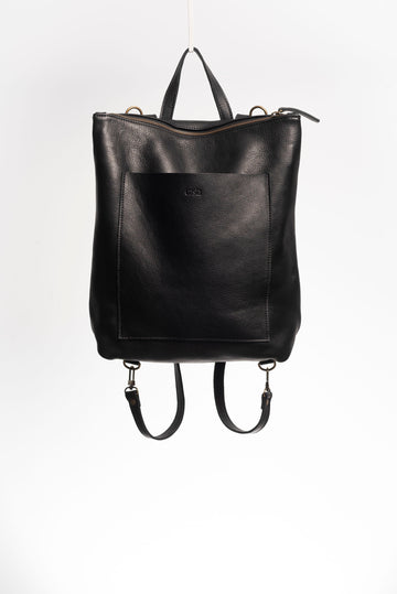 Convertible backpack. Full grain leather backpack. Vegetable tanned leather backpack. Unlined backpack.