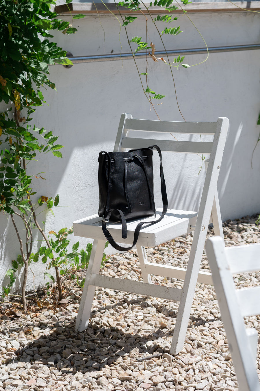 Bucket leather crossbody bag | Drawstring full grain leather shoulder bag with card holder pouch