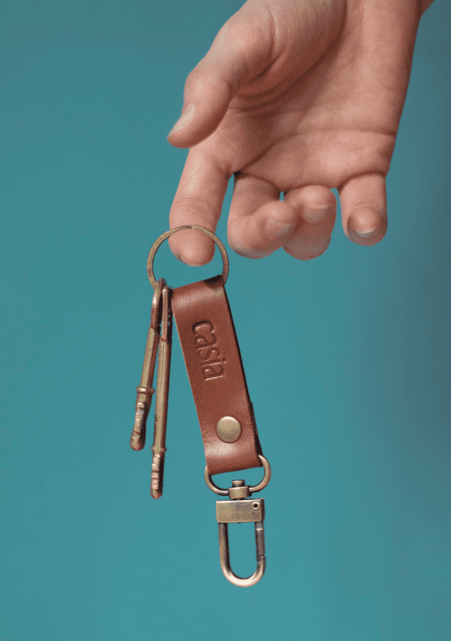 Full grain leather key fob. Vegetable tanned leather.