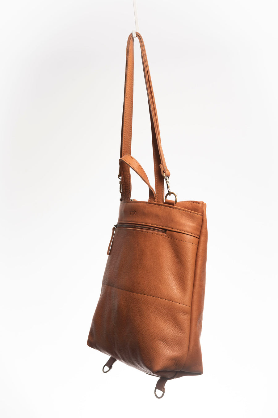 Convertible backpack. Full grain leather backpack. Vegetable tanned leather backpack. Unlined backpack.