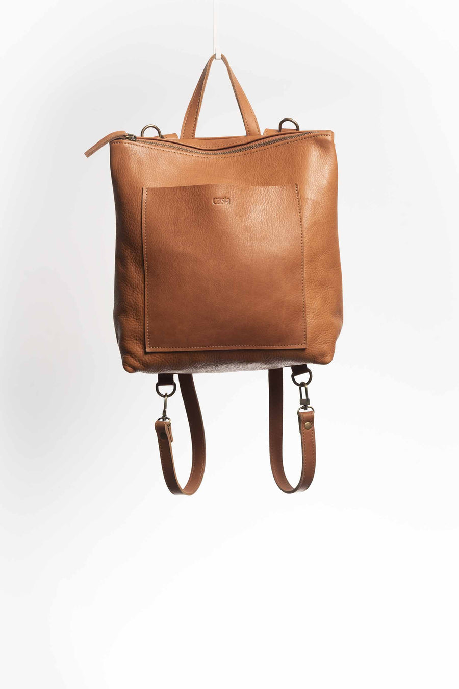 Convertible backpack. Full grain leather backpack. Vegetable tanned leather backpack. Unlined backpack.