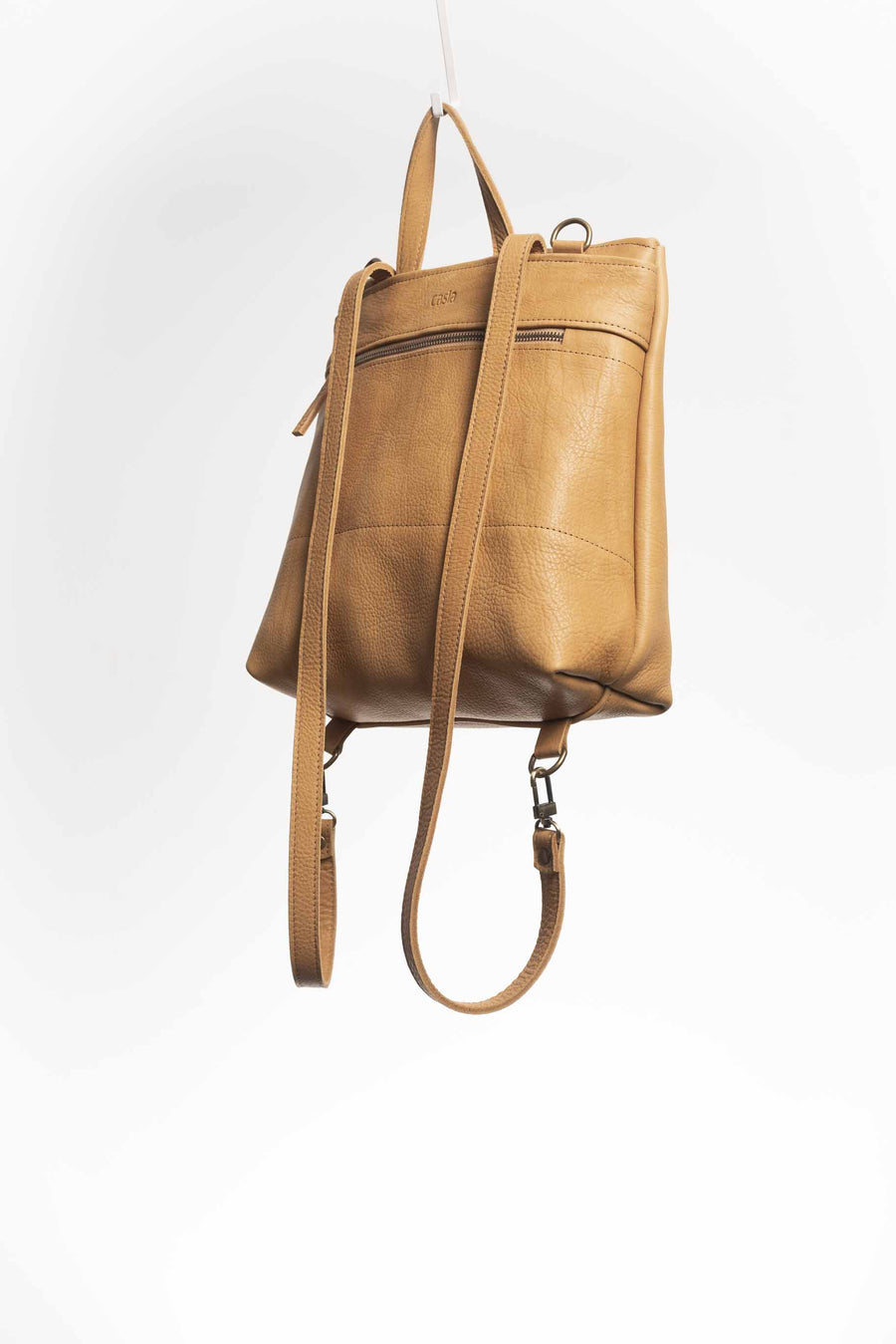 Convertible backpack. Full grain leather backpack. Vegetable tanned leather backpack. Unlined backpack.