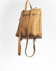 Convertible backpack. Full grain leather backpack. Vegetable tanned leather backpack. Unlined backpack.