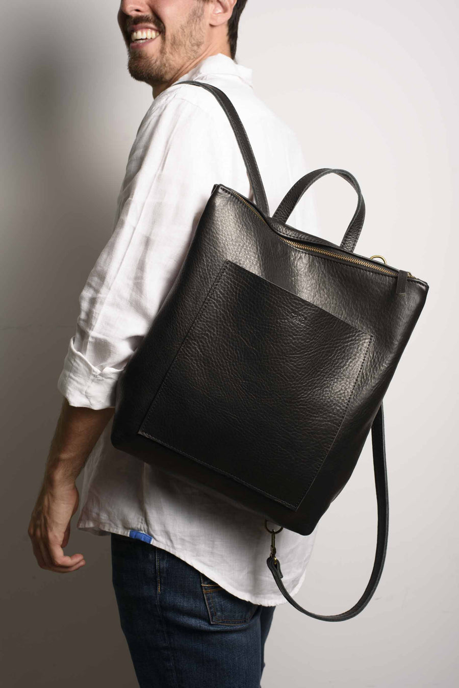 Convertible backpack. Full grain leather backpack. Vegetable tanned leather backpack. Laptop backpack. Unlined backpack.