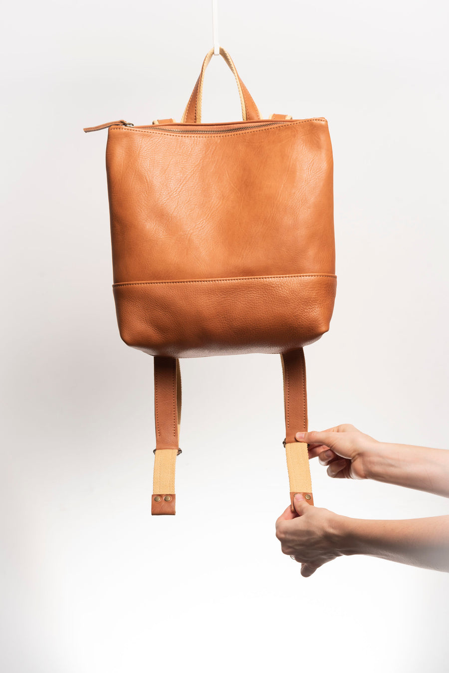 Full grain leather backpack. Vegetable tanned leather backpack. Unlined backpack.